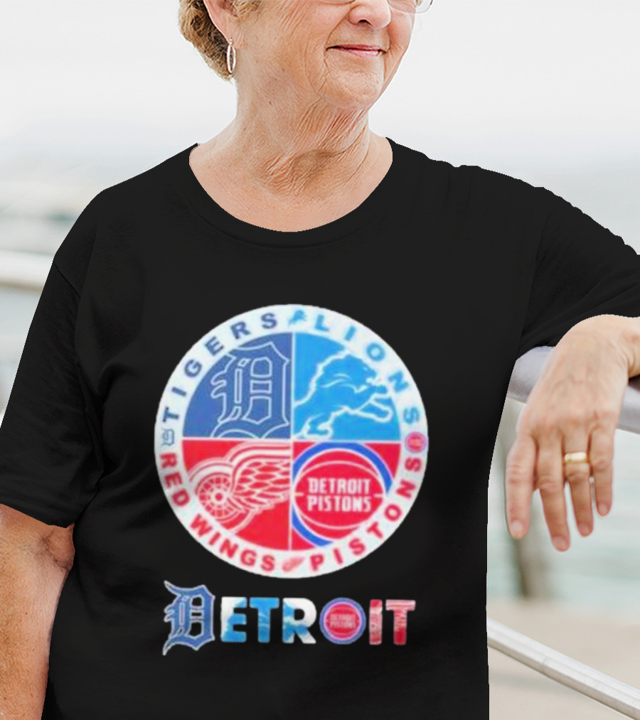 Detroit Tigers Lions Red Wings Pistons Circle T-Shirt