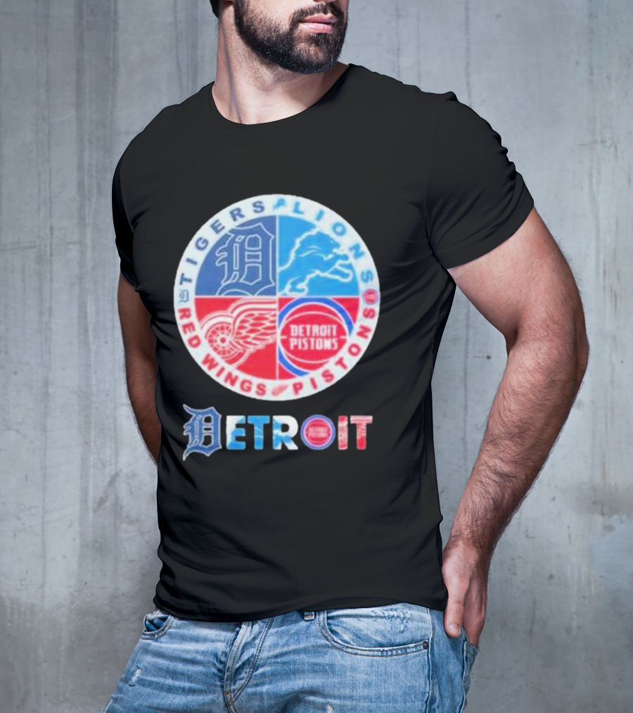 Detroit Tigers Lions Red Wings Pistons Circle T-Shirt