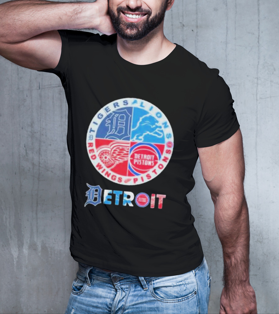 Detroit Tigers Lions Red Wings Pistons Circle T-Shirt