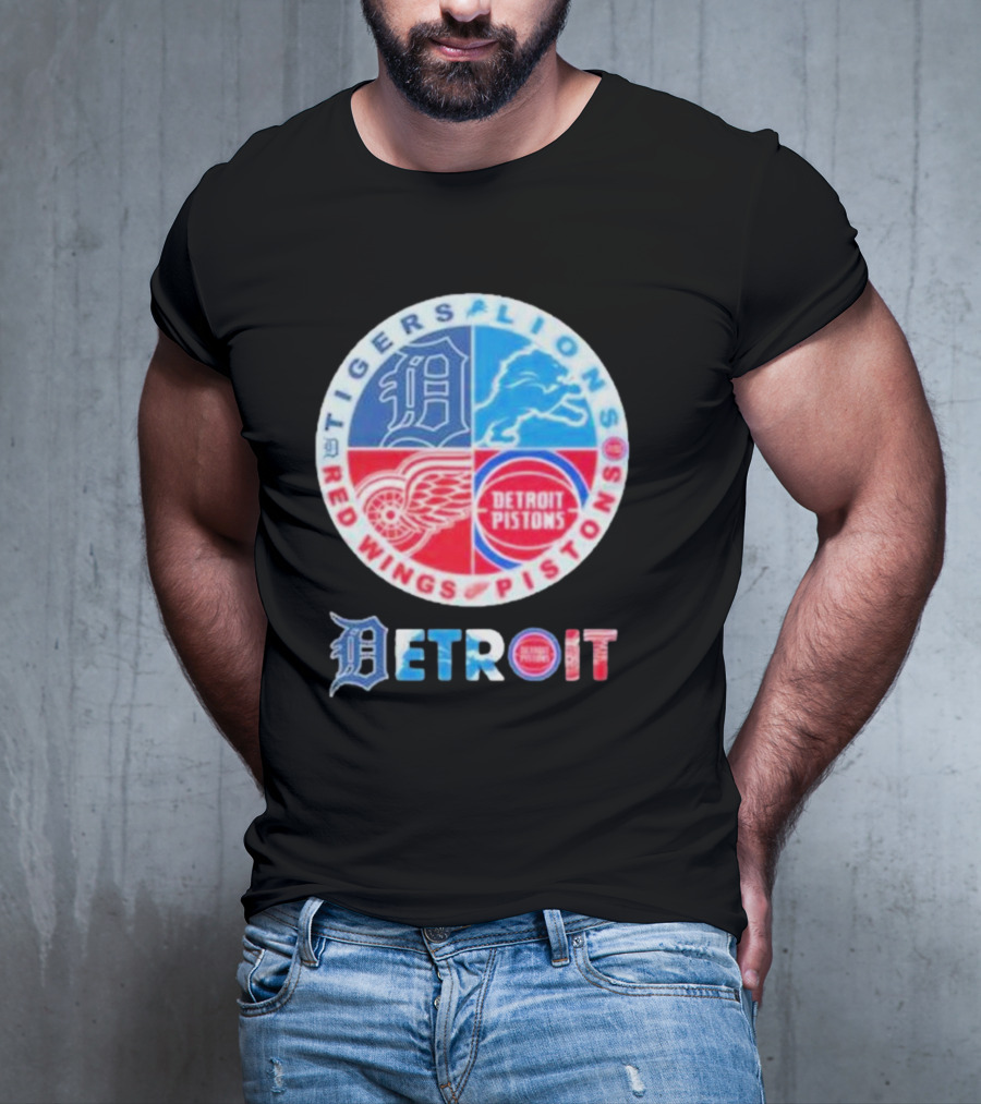 Detroit Tigers Lions Red Wings Pistons Circle T-Shirt
