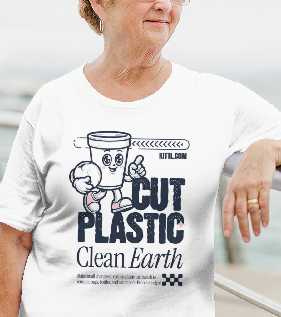 CUT PLASTIC Clean Earth KITTLCOM T-Shirt
