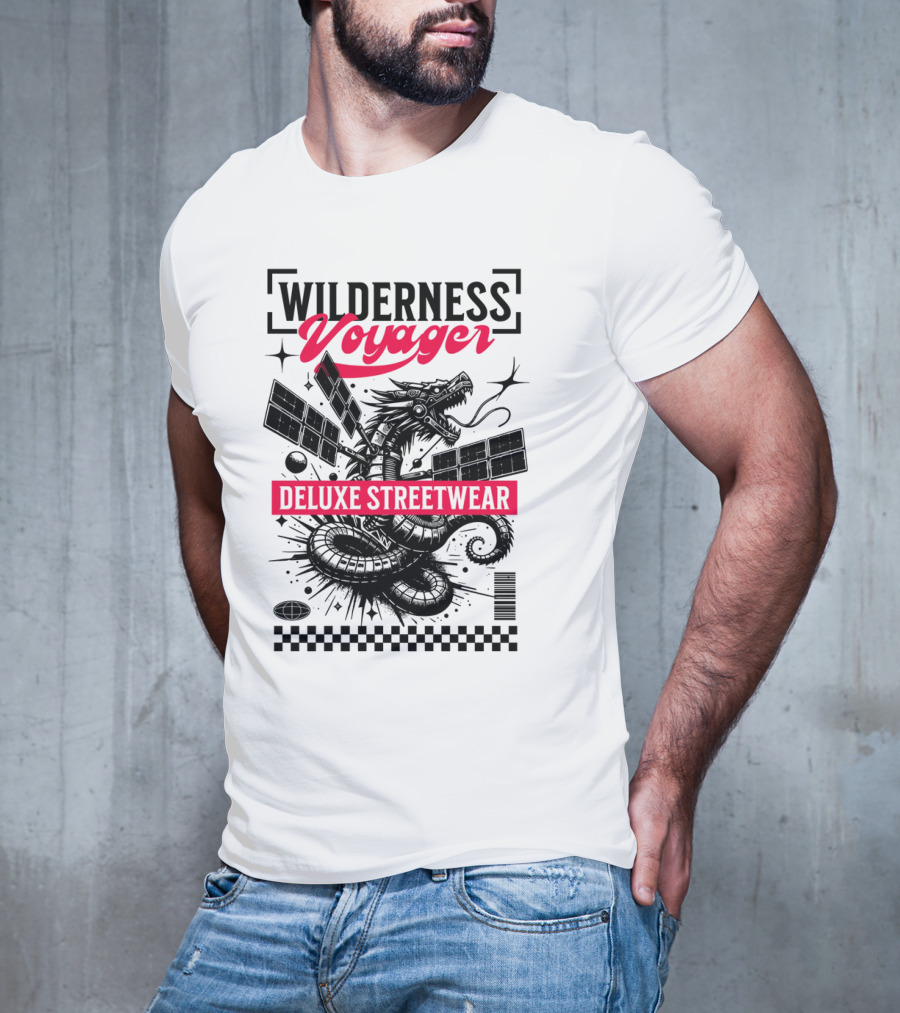 Wilderness Voyager Deluxe Streetwear Dragon Satellite T-Shirt