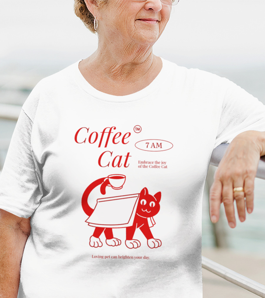 Coffee Cat 7 AM Embrace The Joy Of The Coffee Cat T-Shirt