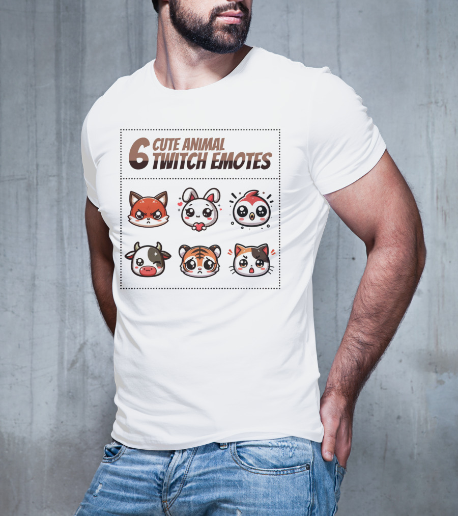 6 Cute Animal Twitch Emotes T-Shirt