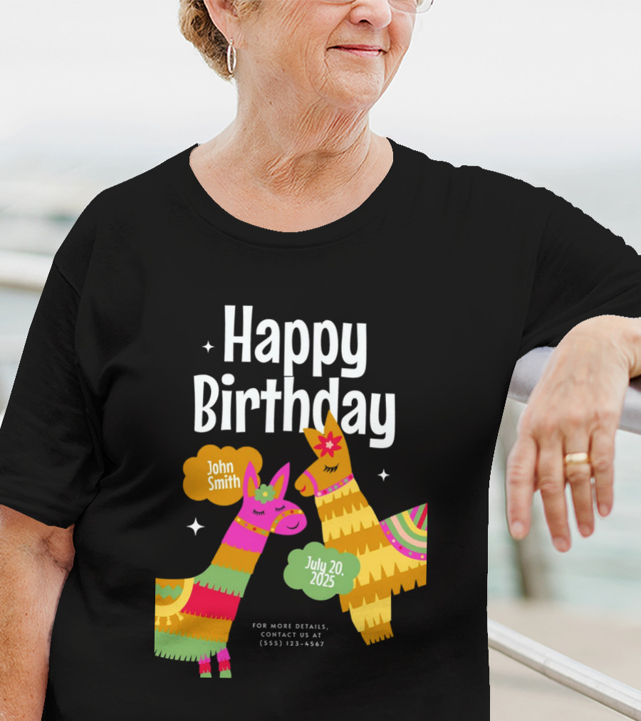 Happy Birthday John Smith Llamas July 20 2025 T-Shirt