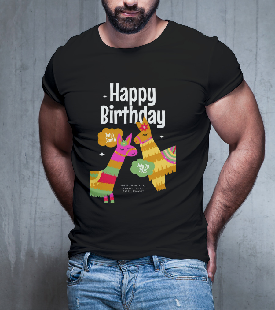 Happy Birthday John Smith Llamas July 20 2025 T-Shirt