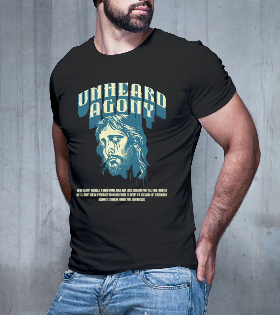 Unheard Agony Neon Lights Silent Scream Struggling Voice Chaos T-Shirt