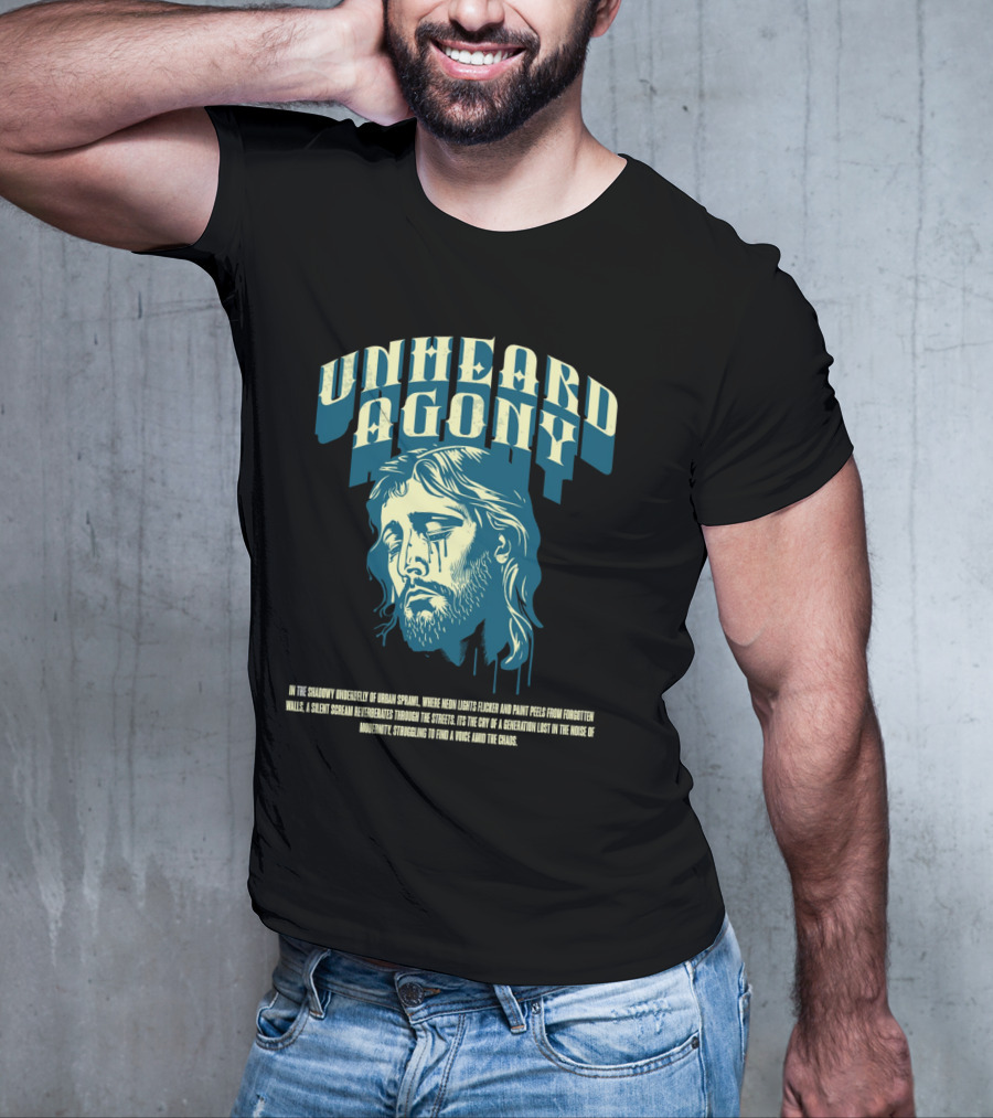 Unheard Agony Neon Lights Silent Scream Struggling Voice Chaos T-Shirt