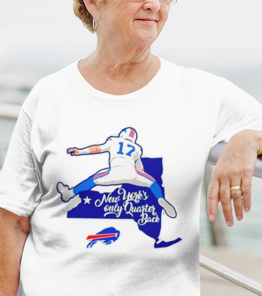 Buffalo Bills 17 New York's Only Quarterback With Iconic Jump And Team Colors T-Shirt