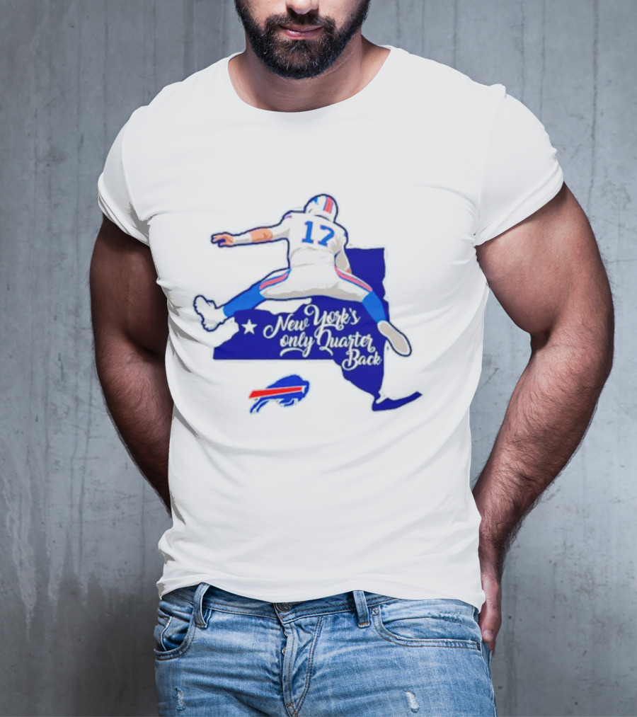 Buffalo Bills 17 New York's Only Quarterback With Iconic Jump And Team Colors T-Shirt
