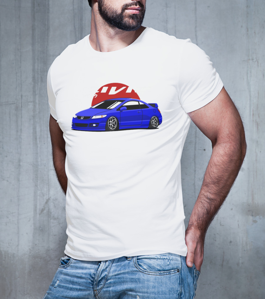 Civic SI JDM Cars Blue Honda With Japanese Characters T-Shirt