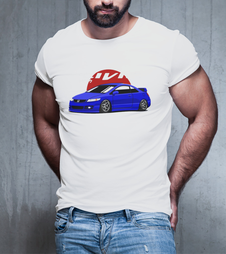 Civic SI JDM Cars Blue Honda With Japanese Characters T-Shirt