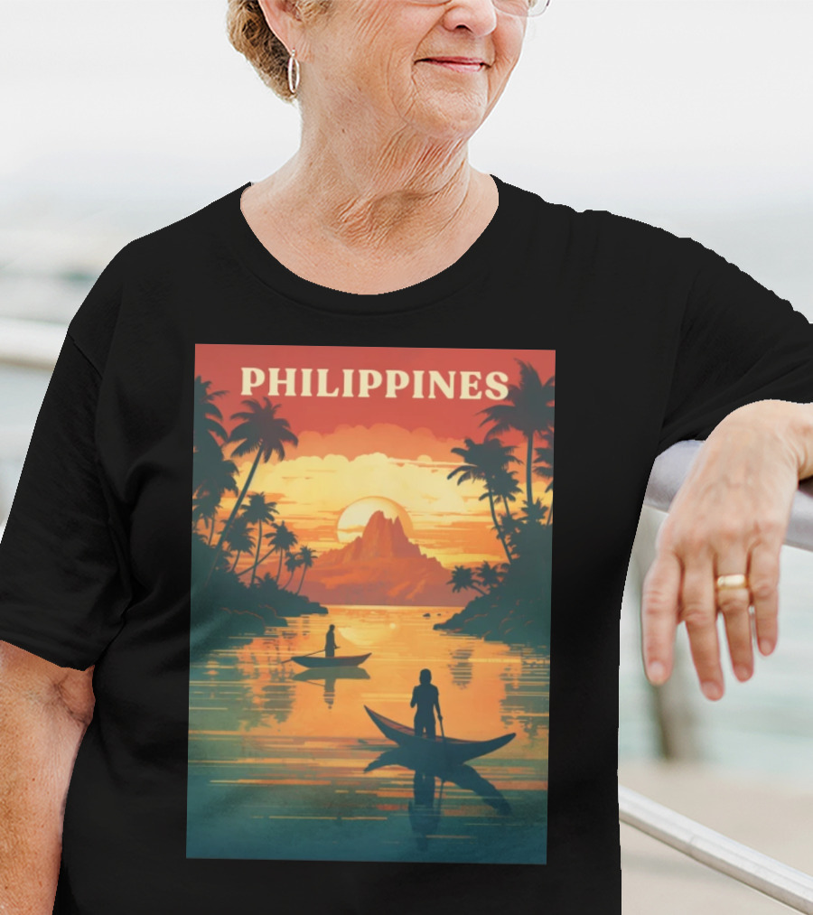 Philippines Sunset Canoe Adventure Tropical Paradise Scene T-Shirt