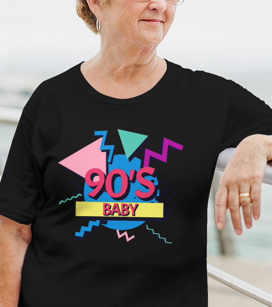 90's Baby Retro Geometric Shapes Colorful Triangles Zigzag T-Shirt