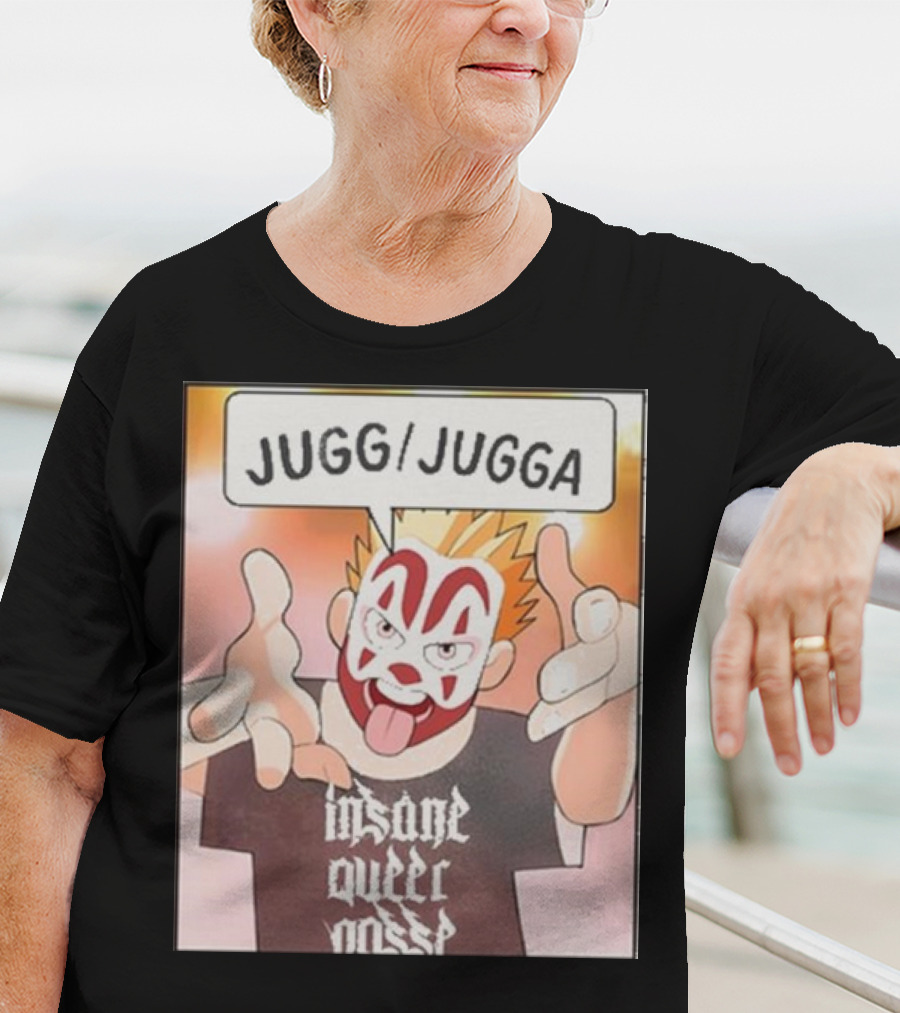 Jugg Jugga Insane Queer Posse Cartoon Character Clown Face T-Shirt
