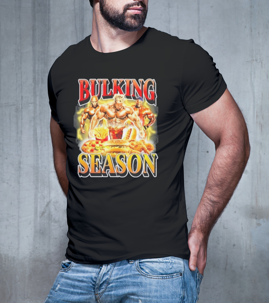 Notsafeforwear Bulking Season Muscular Trio And Feast T-Shirt