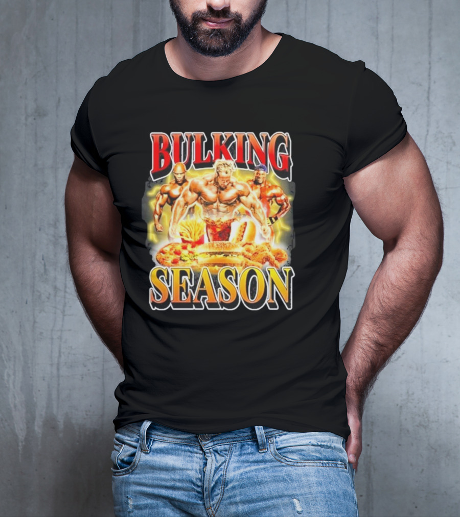 Notsafeforwear Bulking Season Muscular Trio And Feast T-Shirt