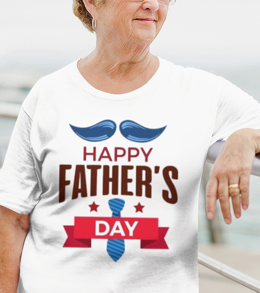 Happy Father's Day Blue Mustache And Tie T-Shirt