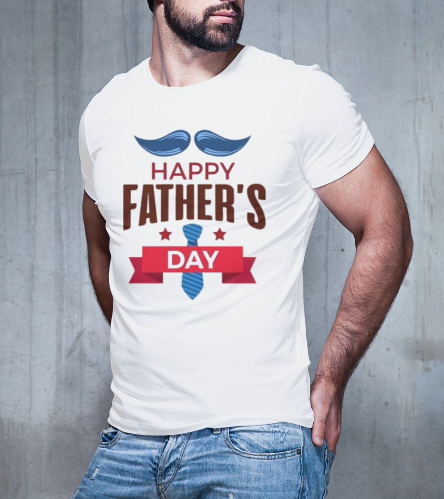 Happy Father's Day Blue Mustache And Tie T-Shirt