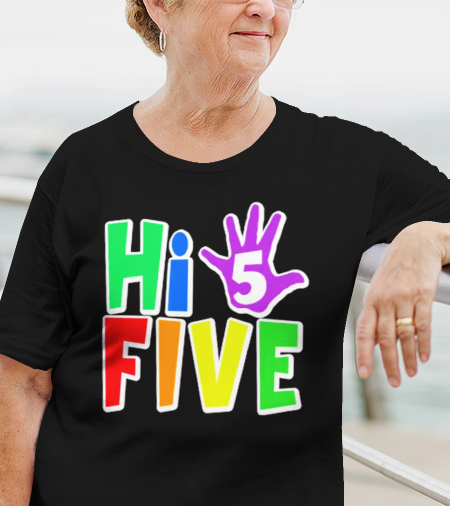 Hi Five Birthday Kids Boys And Girls Colorful Handprint T-Shirt