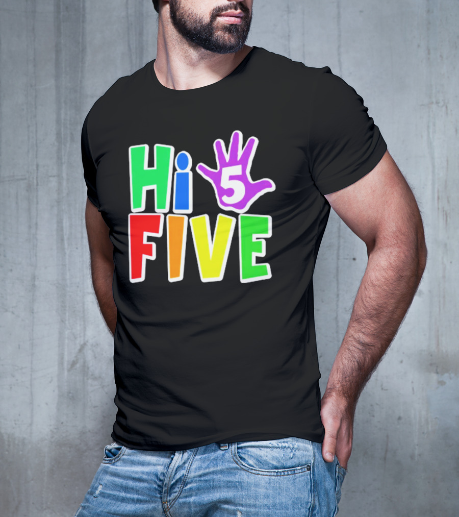 Hi Five Birthday Kids Boys And Girls Colorful Handprint T-Shirt