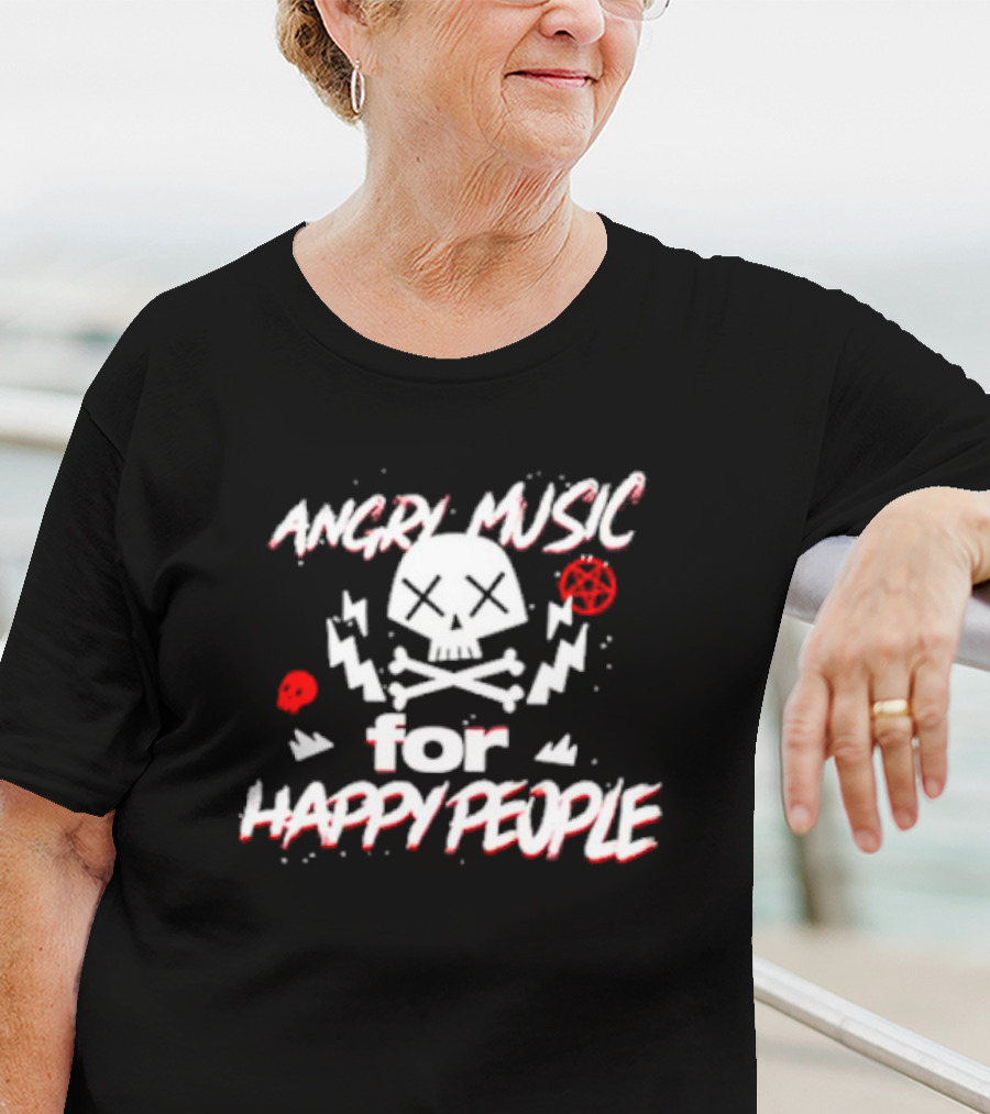 Angry Music For Happy People Skull Lightning Crossbones T-Shirt