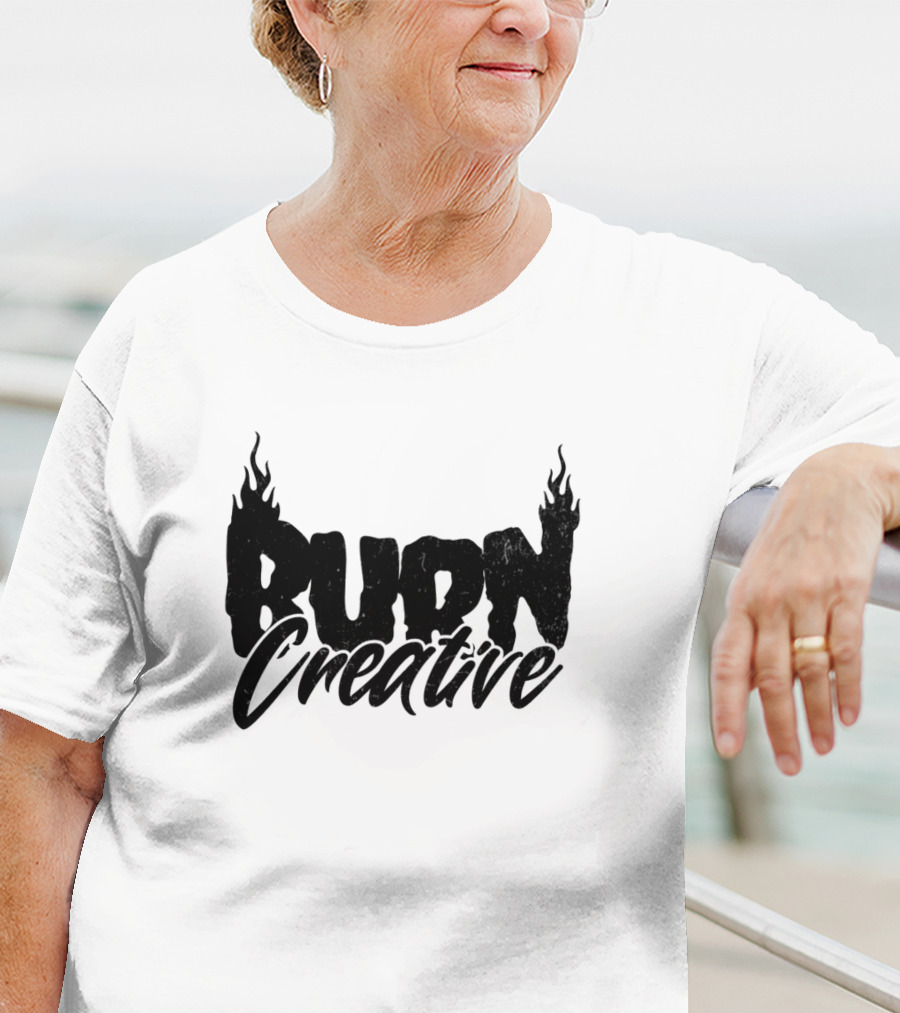 Burn Creative Flame Text T-Shirt
