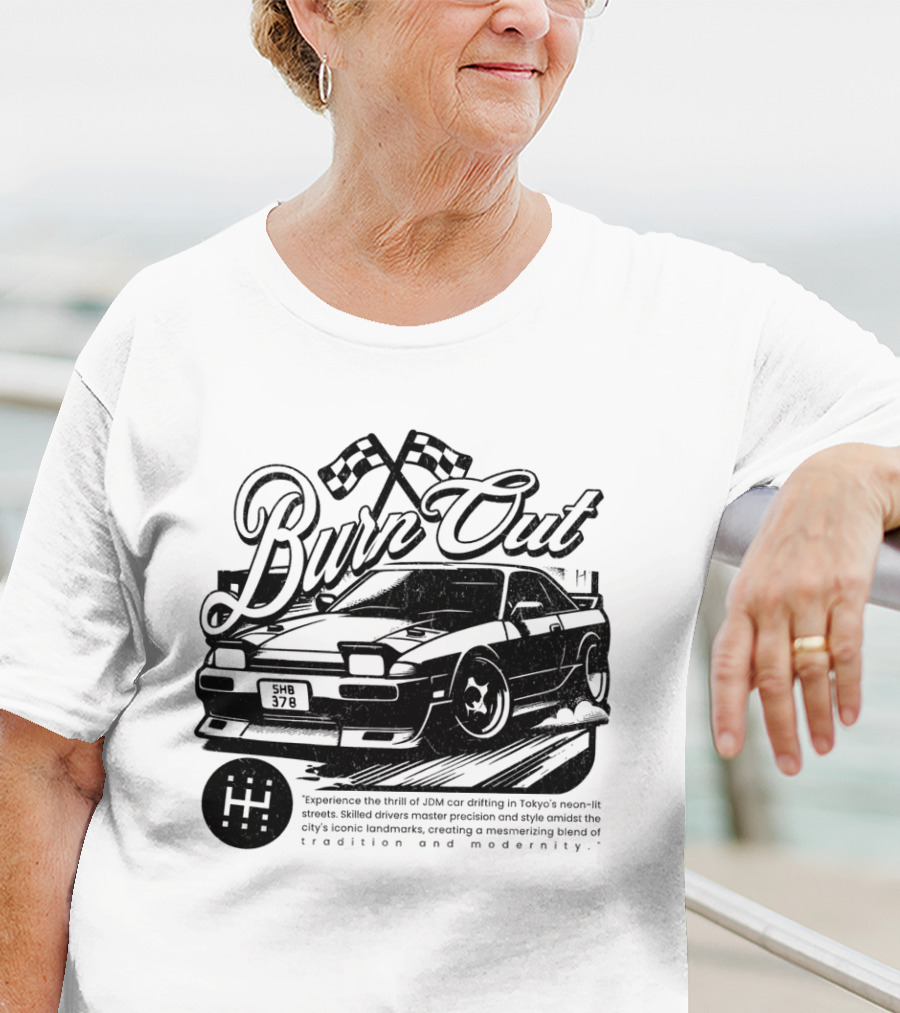 Burn Out JDM Car Drifting Tokyo Streets Tradition And Modernity T-Shirt