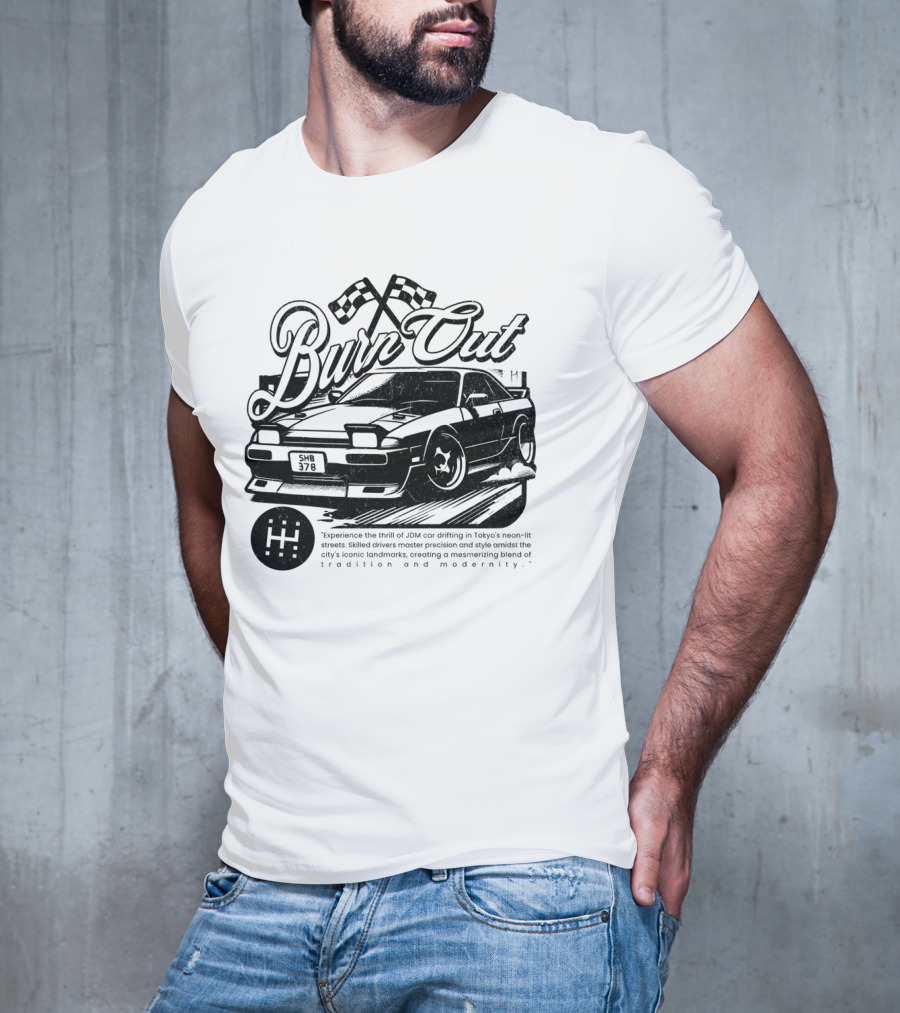 Burn Out JDM Car Drifting Tokyo Streets Tradition And Modernity T-Shirt