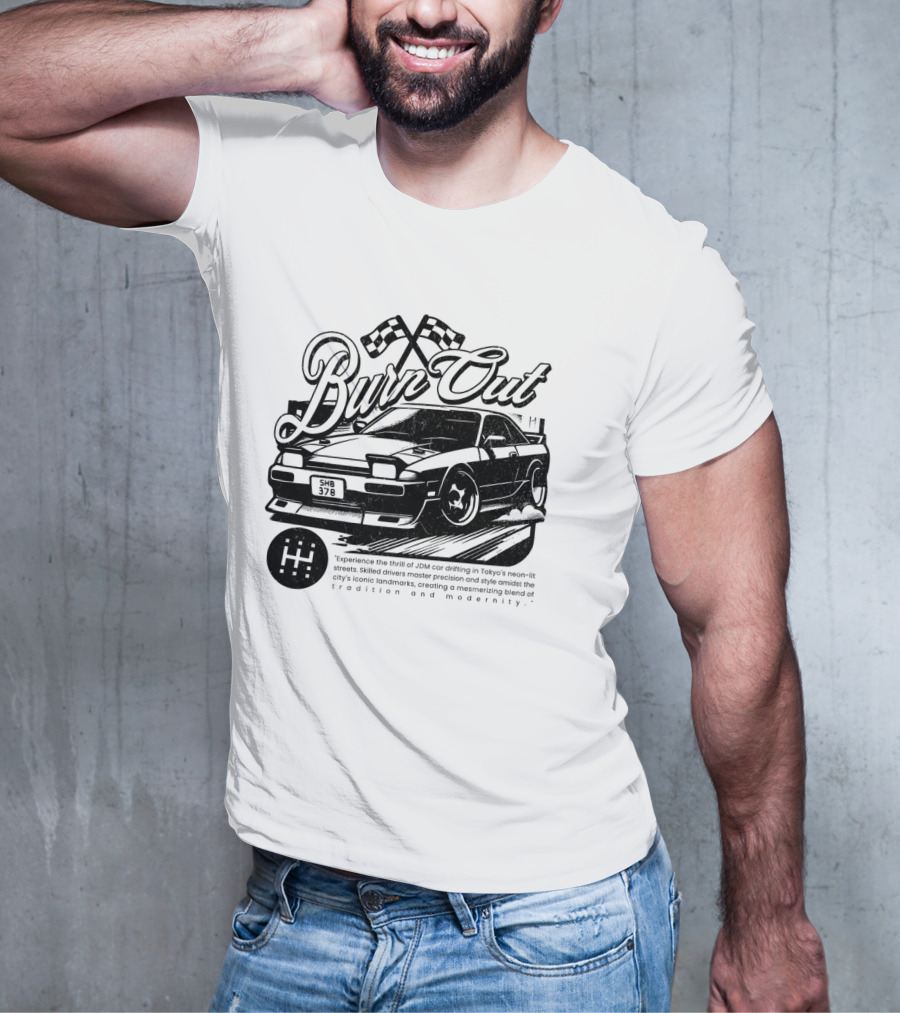 Burn Out JDM Car Drifting Tokyo Streets Tradition And Modernity T-Shirt