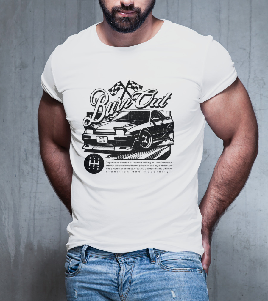 Burn Out JDM Car Drifting Tokyo Streets Tradition And Modernity T-Shirt