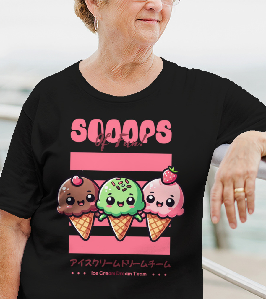 Scoops Of Fun Ice Cream Dream Team Kawaii Cones T-Shirt