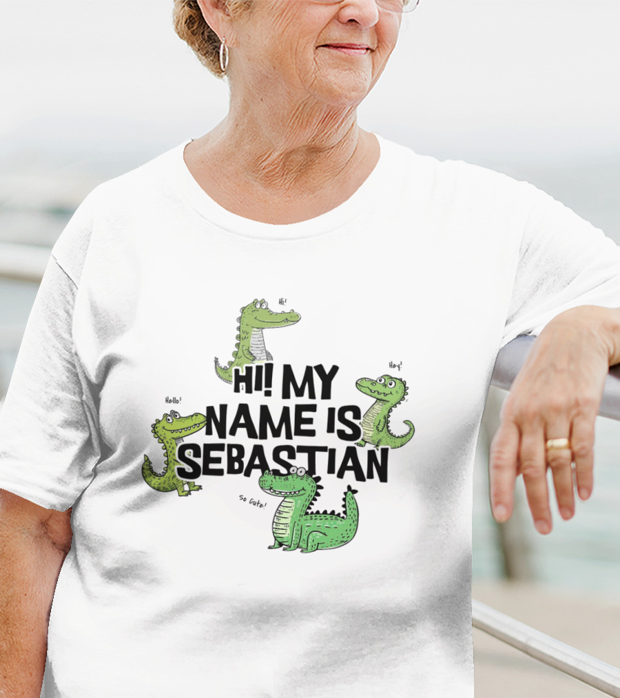 Hi My Name Is Sebastian Crocodile Greetings T-Shirt