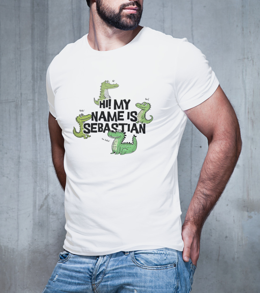 Hi My Name Is Sebastian Crocodile Greetings T-Shirt