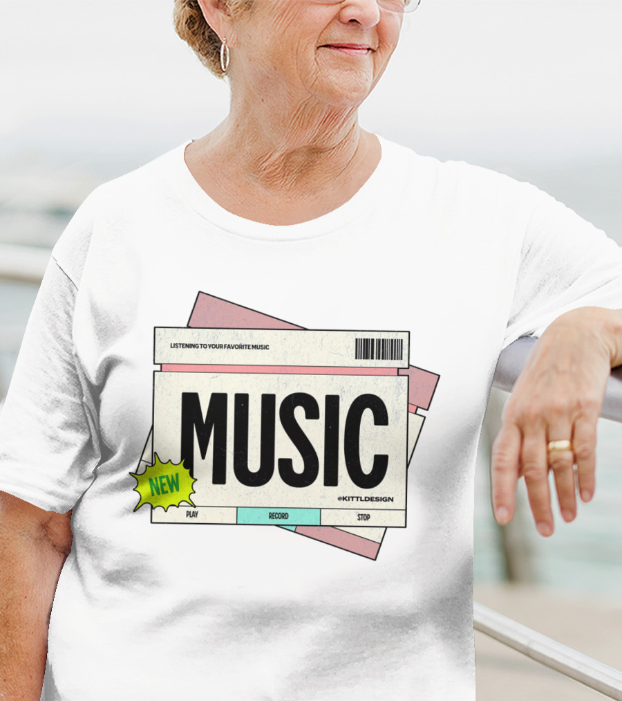 NEW MUSIC LISTENING TO YOUR FAVORITE MUSIC PLAY RECORD STOP KITTLDESIGN T-Shirt