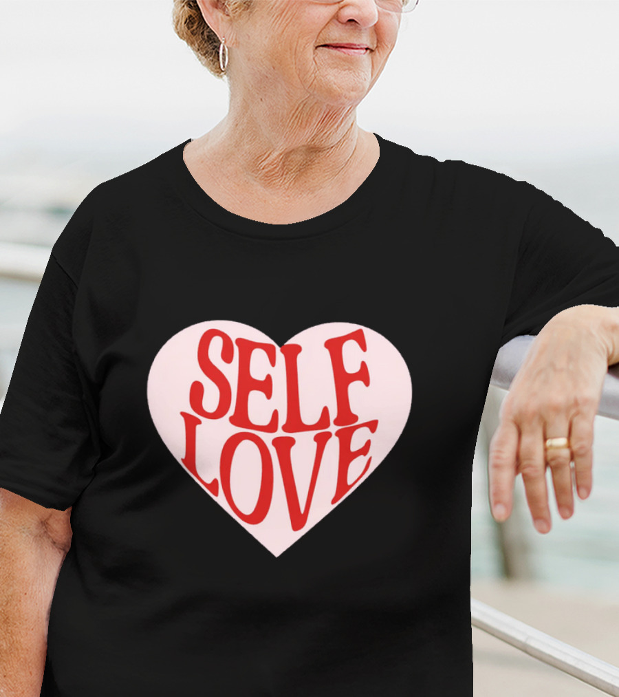 SELF LOVE Heart Retro Bold Typography T-Shirt