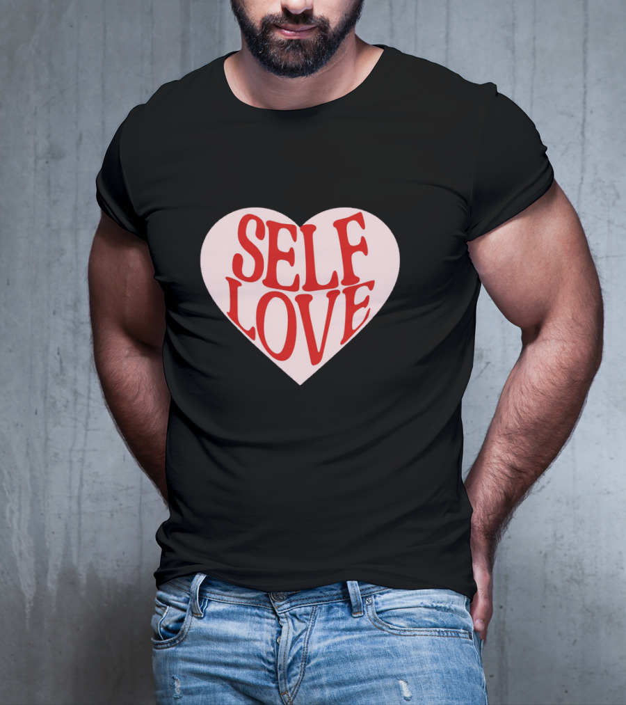 SELF LOVE Heart Retro Bold Typography T-Shirt