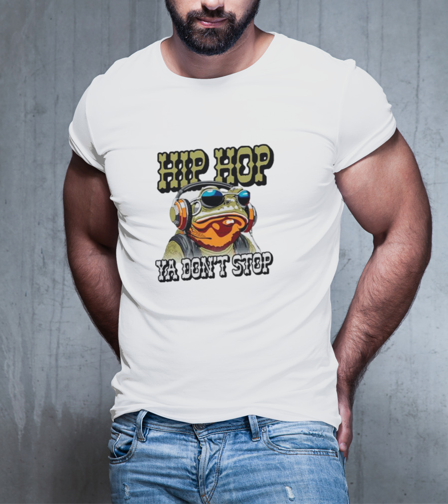 Hip Hop Frog Ya Don't Stop With Headphones T-Shirt