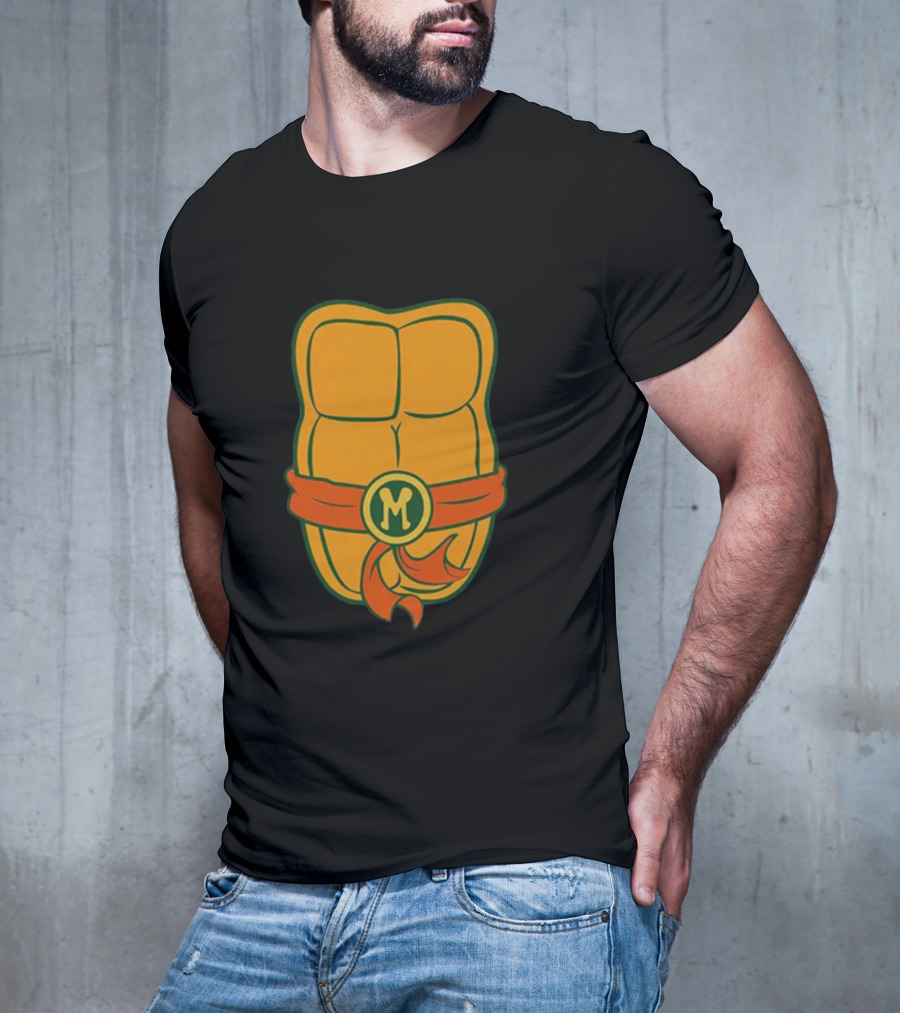 Michaelangelo Chest Teenage Mutant Ninja Turtle Belt Emblem T-Shirt