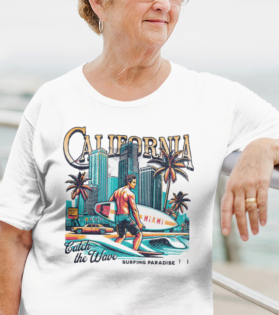 California Catch The Waves Surfing Paradise Miami T-Shirt