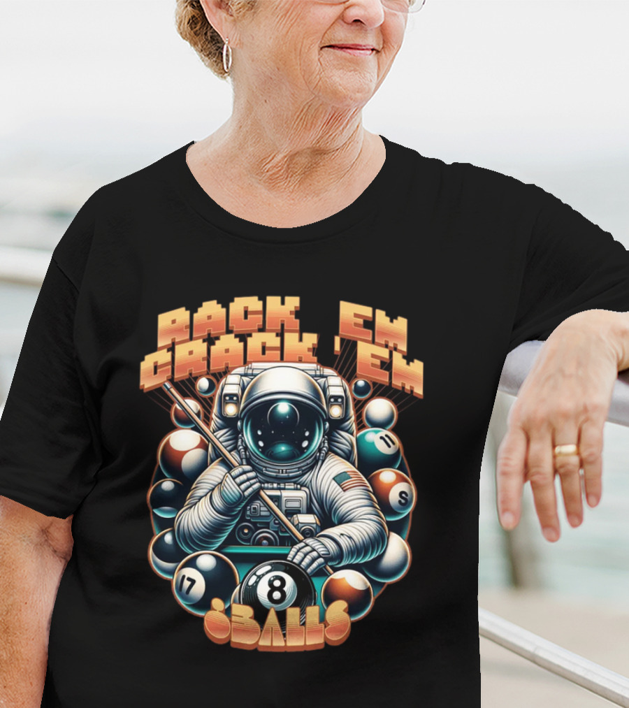Rack 'Em Crack 'Em 8 Balls Astronaut T-Shirt