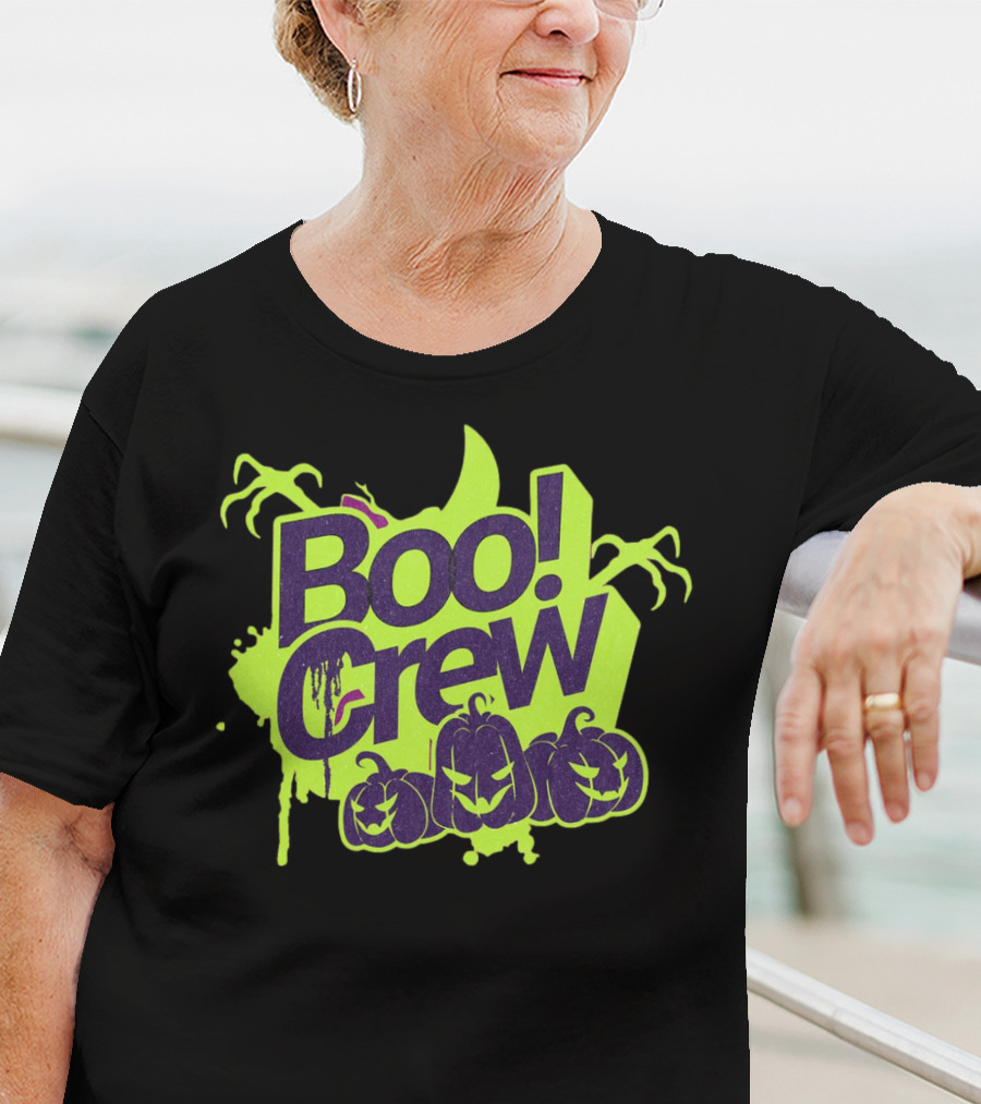 Boo Crew Halloween Pumpkins With Spooky Moon And Trees T-Shirt
