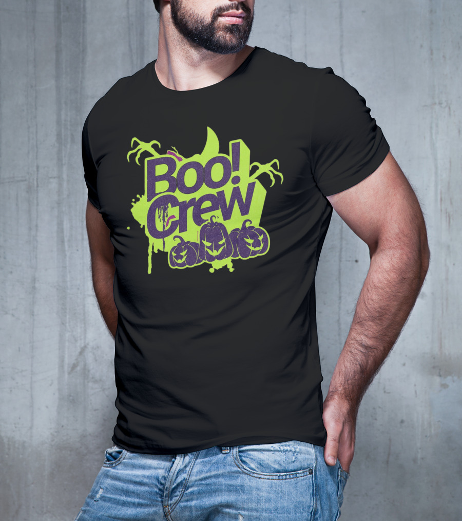 Boo Crew Halloween Pumpkins With Spooky Moon And Trees T-Shirt