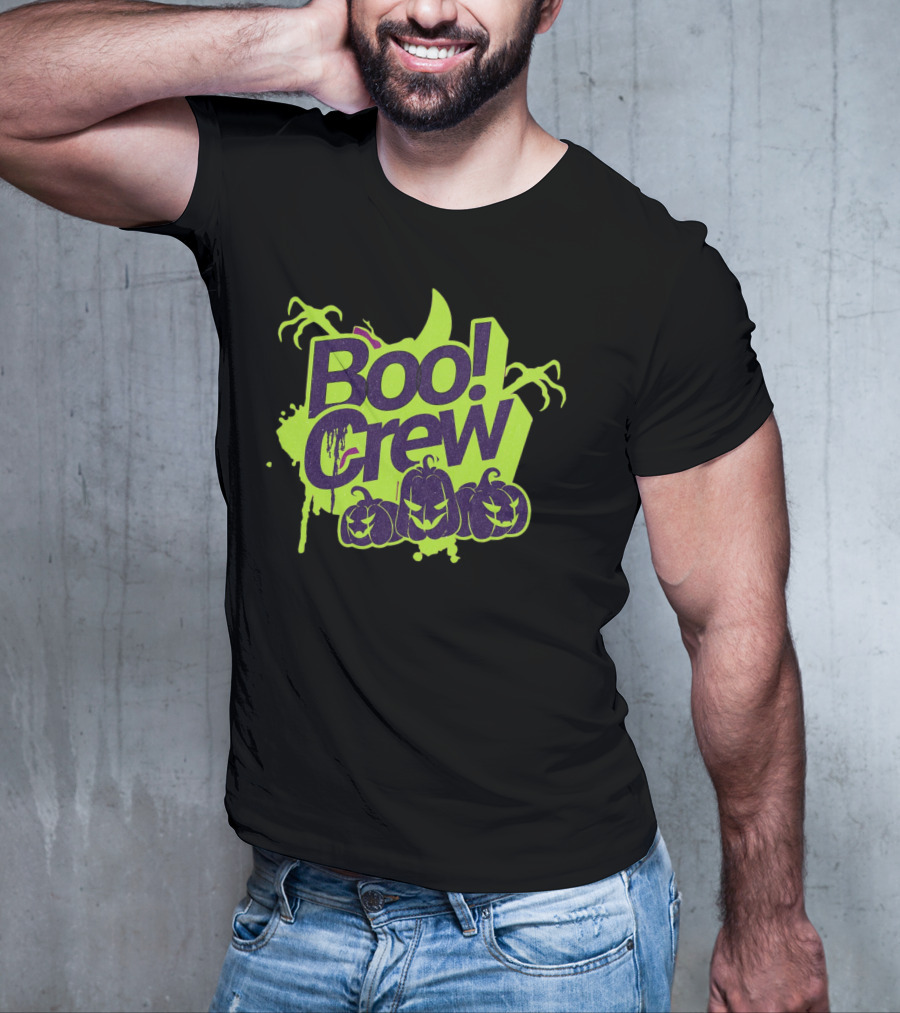 Boo Crew Halloween Pumpkins With Spooky Moon And Trees T-Shirt