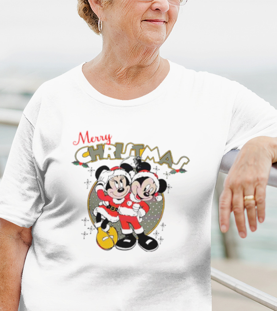 Disneyland Merry Christmas Mickey And Minnie T-Shirt