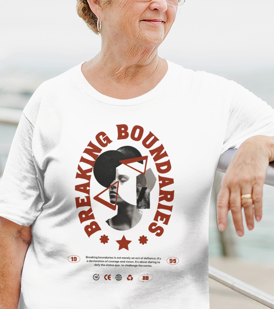 Breaking Boundaries 1995 Triangles Stars Collage T-Shirt