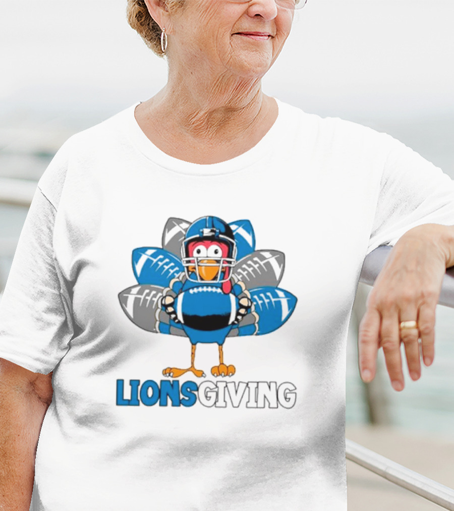 Lionsgiving Detroit Lions Thanksgiving Turkey Football T-Shirt