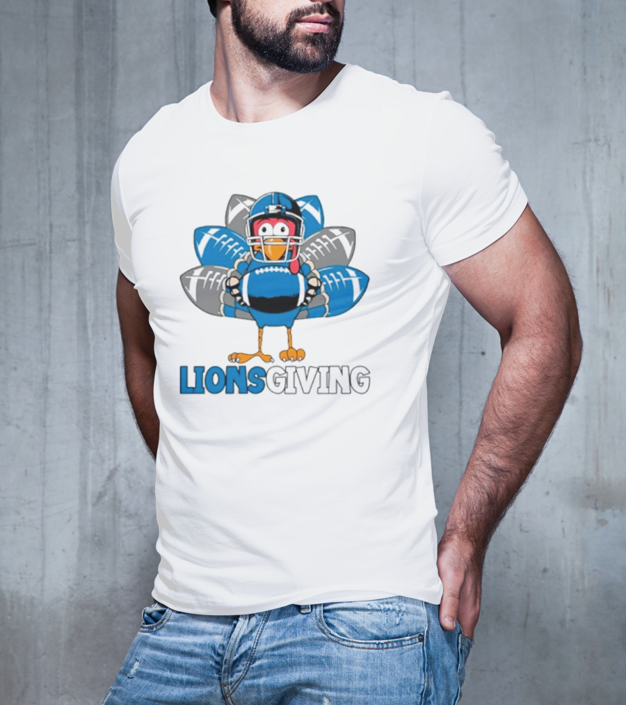 Lionsgiving Detroit Lions Thanksgiving Turkey Football T-Shirt
