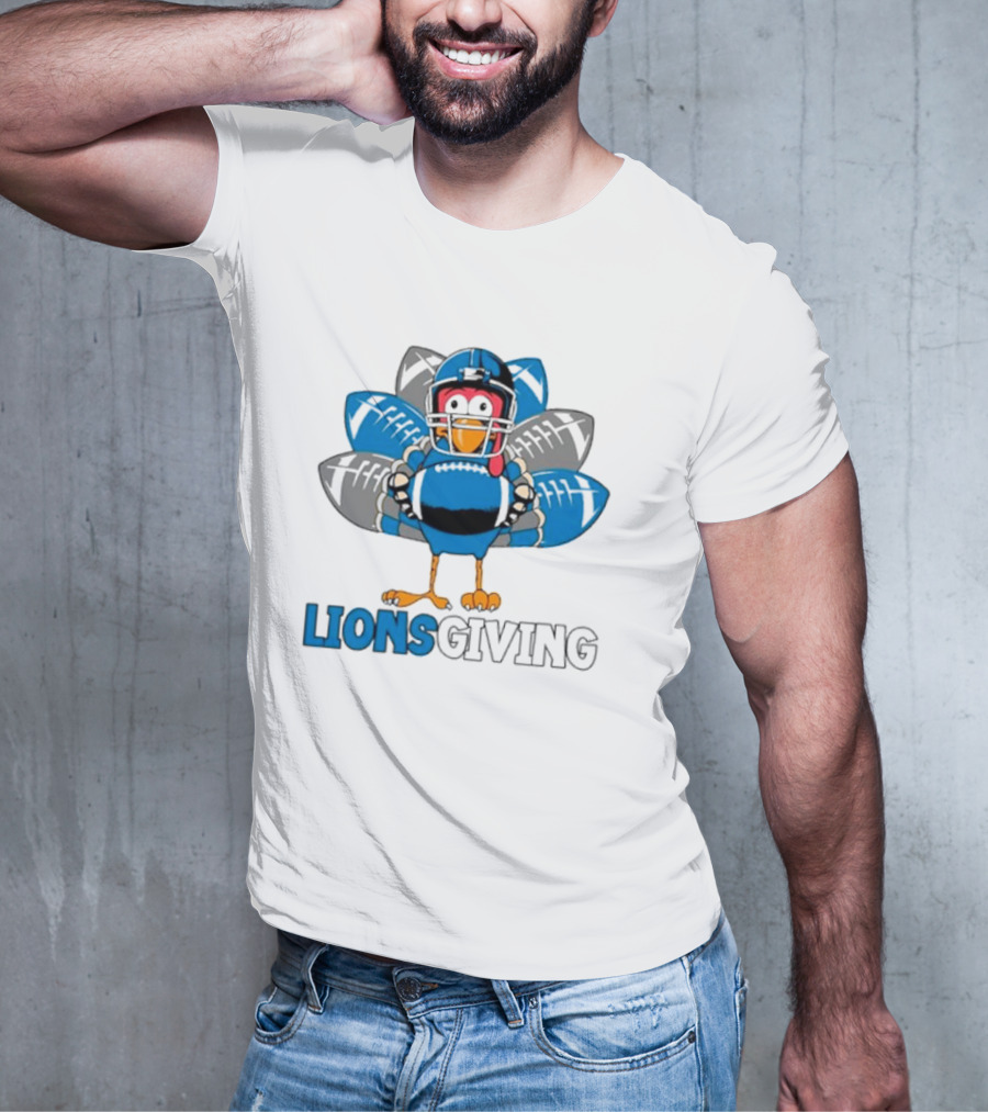 Lionsgiving Detroit Lions Thanksgiving Turkey Football T-Shirt