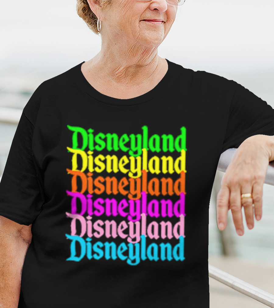 Disneyland Rainbow Multicolor Text Stacked T-Shirt